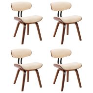 Трапезни столове, 4 бр, кремави, извито дърво и изкуствена кожа