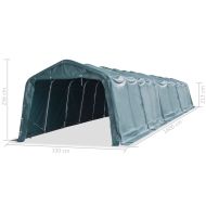 Мобилен навес за животни PVC 550 г/м² 3,3x16 м тъмнозелен