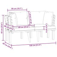 2-местен градински диван с възглавници, акация масив