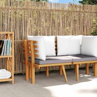 Градински ъглов диван с възглавници, акациево дърво масив