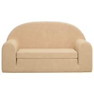 Детско диванче-легло, 2-местно, кремаво, мек плюш