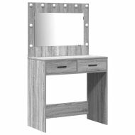 Тоалетка с огледални светлини с врата 2 pcs Сив Инженерно дърво