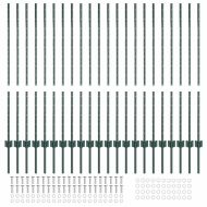 Стълб за ограда. 22 pcs Зелен 160 cm Стомана