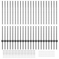 Стълб за ограда. 22 pcs Сив 160 cm Стомана