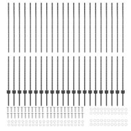 Стълб за ограда. 22 pcs Сив 200 cm Стомана