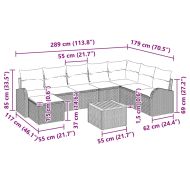 Градински Софа Комплект с възглавница 9 pcs Черно полиратан