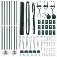 Стълб за ограда. Зелен 10 x 1,4 м (36 мм мрежа) Стомана и PVC