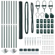 Стълб за ограда. Зелен 10 x 1,6 м (25 мм мрежа) Стомана и PVC