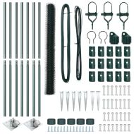 Стълб за ограда. Зелен 10 x 1,6 м (36 мм мрежа) Стомана и PVC