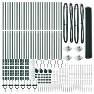 Стълб за ограда. Зелен 50 x 1,4 м (13 мм мрежа) Стомана и PVC