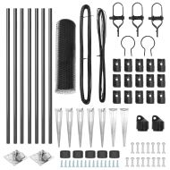 Стълб за ограда. Сив 10 x 0,8 м (13 мм мрежа) Стомана и PVC