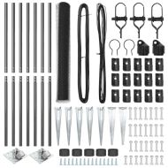 Стълб за ограда. Сив 10 x 1,2 м (13 мм мрежа) Стомана и PVC