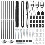 Стълб за ограда. Сив 10 x 1,4 м (мрежа 50 мм) Стомана и PVC