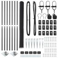 Стълб за ограда. Сив 10 x 1,6 м (13 мм мрежа) Стомана и PVC