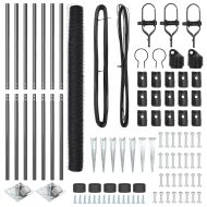 Стълб за ограда. Сив 10 x 1,6 м (36 мм мрежа) Стомана и PVC