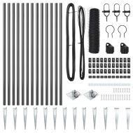 Стълб за ограда. Сив 25 x 0,4 м (36 мм мрежа) Стомана и PVC