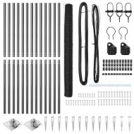 Стълб за ограда. Сив 25 x 1,6 м (36 мм мрежа) Стомана и PVC