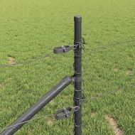 Стълб за ограда. Сив 100 x 0,5 м (25 мм мрежа) Стомана и PVC