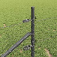 Стълб за ограда. Сив 100 x 0,5 м (36 мм мрежа) Стомана и PVC