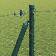 Стълб за ограда. Зелен 10 x 1,2 м (25 мм мрежа) Стомана и PVC