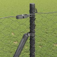 Стълб за ограда. Сив 10 x 1 м (50 мм мрежа) Стомана и PVC