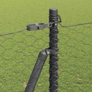 Стълб за ограда. Сив 10 x 1,5 м (36 мм мрежа) Стомана и PVC