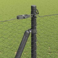 Стълб за ограда. Сив 10 x 1,6 м (25 мм мрежа) Стомана и PVC