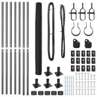 Стълб за ограда. Сив 10 x 1,6 м (50 мм мрежа) Стомана и PVC