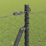 Стълб за ограда. Сив 10 x 1,6 м (50 мм мрежа) Стомана и PVC