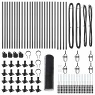 Стълб за ограда. Сив 50 x 0,8 м (25 мм мрежа) Стомана и PVC