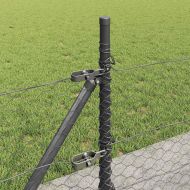 Стълб за ограда. Сив 100 x 0,5 м (36 мм мрежа) Стомана и PVC