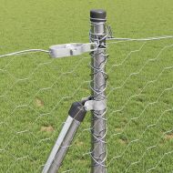 Стълб за ограда. Сребрист 100 x 0,8 м (50 мм мрежа) Стомана