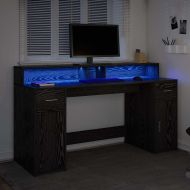 Бюро с чекмедже Черен дъб 160 x 55 x 91 см Инженерно дърво