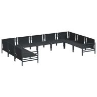 Градински Софа Комплект с възглавница 9 pcs Черно Стомана