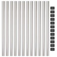 Стълб за ограда. 12 pcs Сребрист 60 cm Прахово покритие стомана