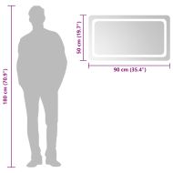 LED огледало за баня, 90x50 см
