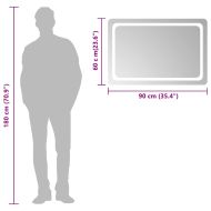LED огледало за баня, 90x60 см