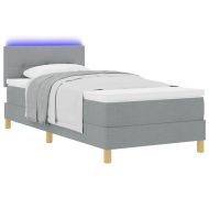 LED кутия за пружини с легло Светлосиво 90 x 190 cm текстил