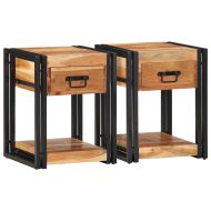 Нощен шкаф 2 pcs Кафяво 40 x 35 x 50 см Солидно акациево дърво