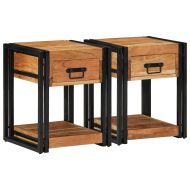 Нощен шкаф 2 pcs Кафяво 40 x 40 x 50 cm Солидно акациево дърво