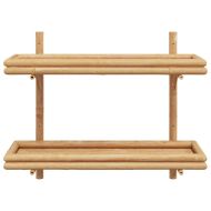 Стенен рафт с рафт със съхранение Кафяво 39 x 26 x 60 см бамбук