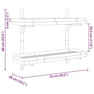 Стенен рафт с рафт със съхранение Кафяво 39 x 26 x 60 см бамбук