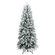 Изкуствена коледна елха, 150 LED и флокиран сняг, 150 см