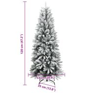 Изкуствена коледна елха, 150 LED и флокиран сняг, 120 см