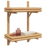 Стенен рафт с рафт със съхранение Кафяво 39 x 26 x 60 см бамбук