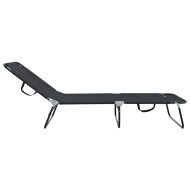 Сгъваем шезлонг 2 pcs Черно 188 x 57 x 86,5 см Полиестер