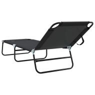 Сгъваем шезлонг 2 pcs Черно 188 x 57 x 86,5 см Полиестер