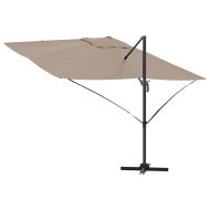Плажен чадър Таупе 351 x 250 x 260 см Полиестер и алуминий