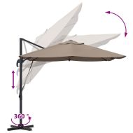 Плажен чадър Таупе 351 x 250 x 260 см Полиестер и алуминий