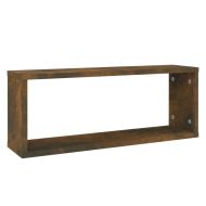Стенни рафтове куб 2 бр опушен дъб 60x15x23 см инженерно дърво